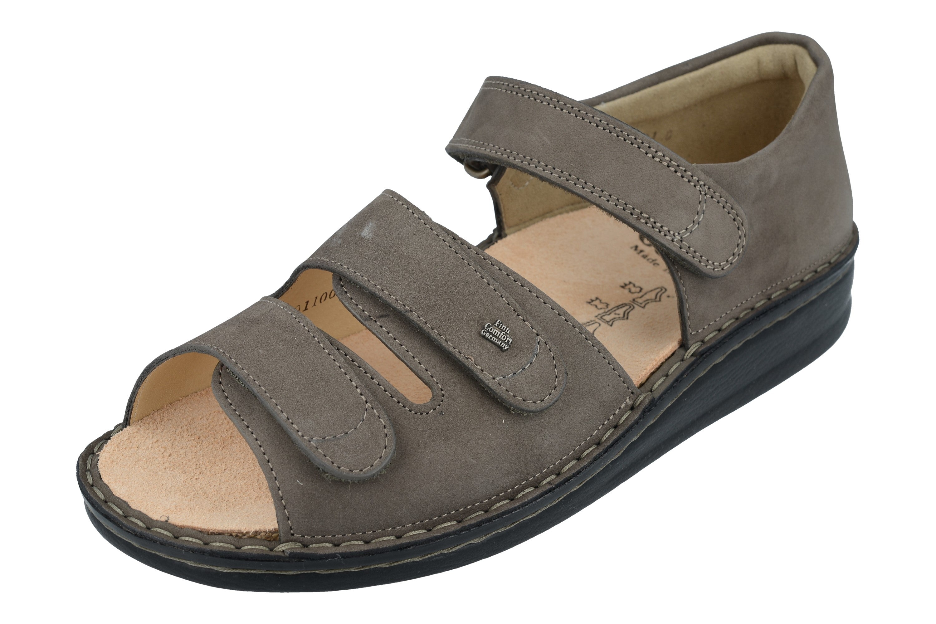 FINN COMFORT BALTRUM CLOSED HEEL SANDAL ELEPHANTE NUBUCK