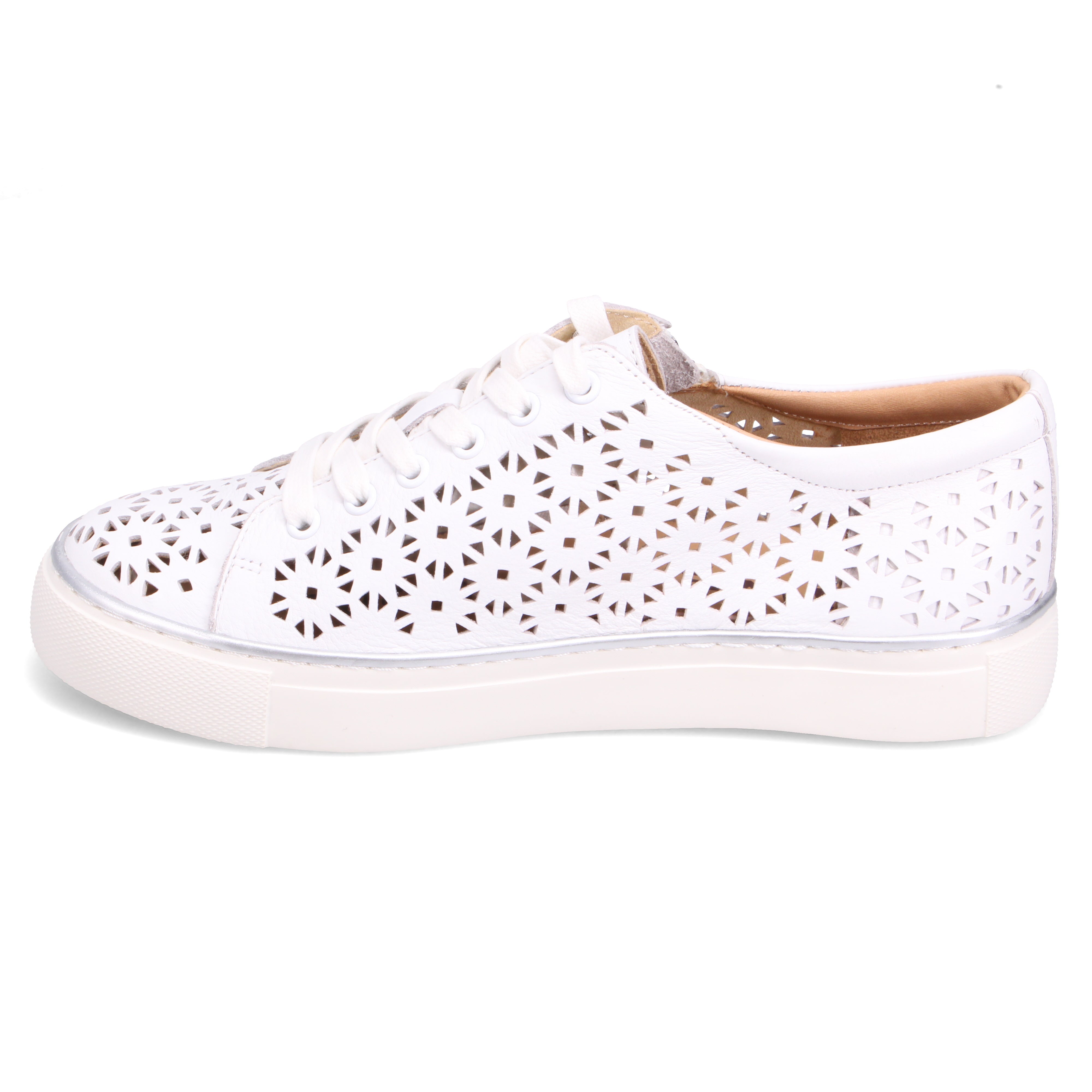 BASKETS ZIERA PANDOE À LACETS ET ZIP LATÉRAL EN CUIR BLANC