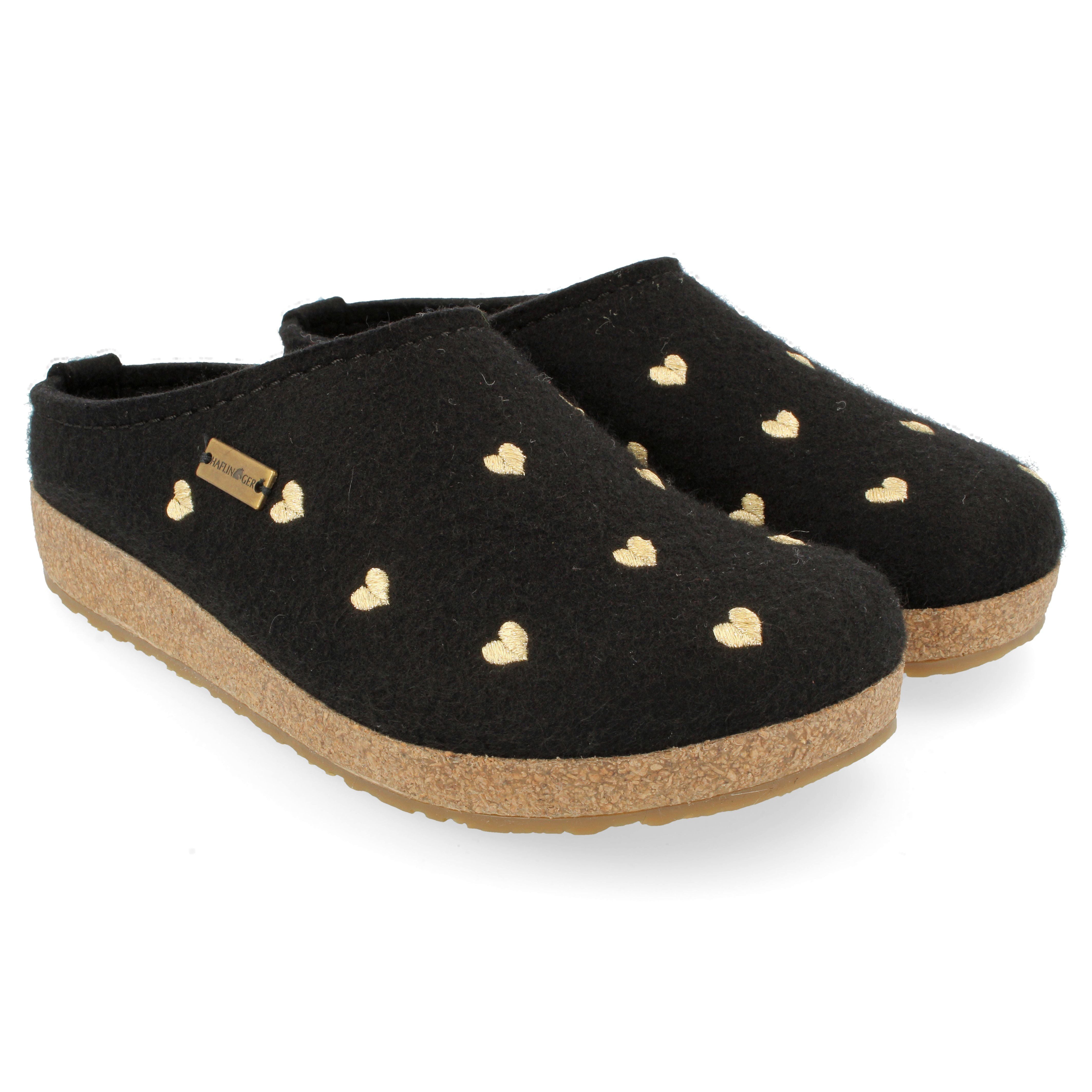 HAFLINGER CUORICIN SLIPPERS BLACK