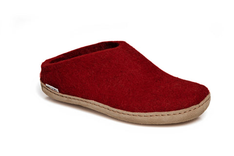 CHAUSSONS GLERUPS SLIP SUR CUIR ROUGE