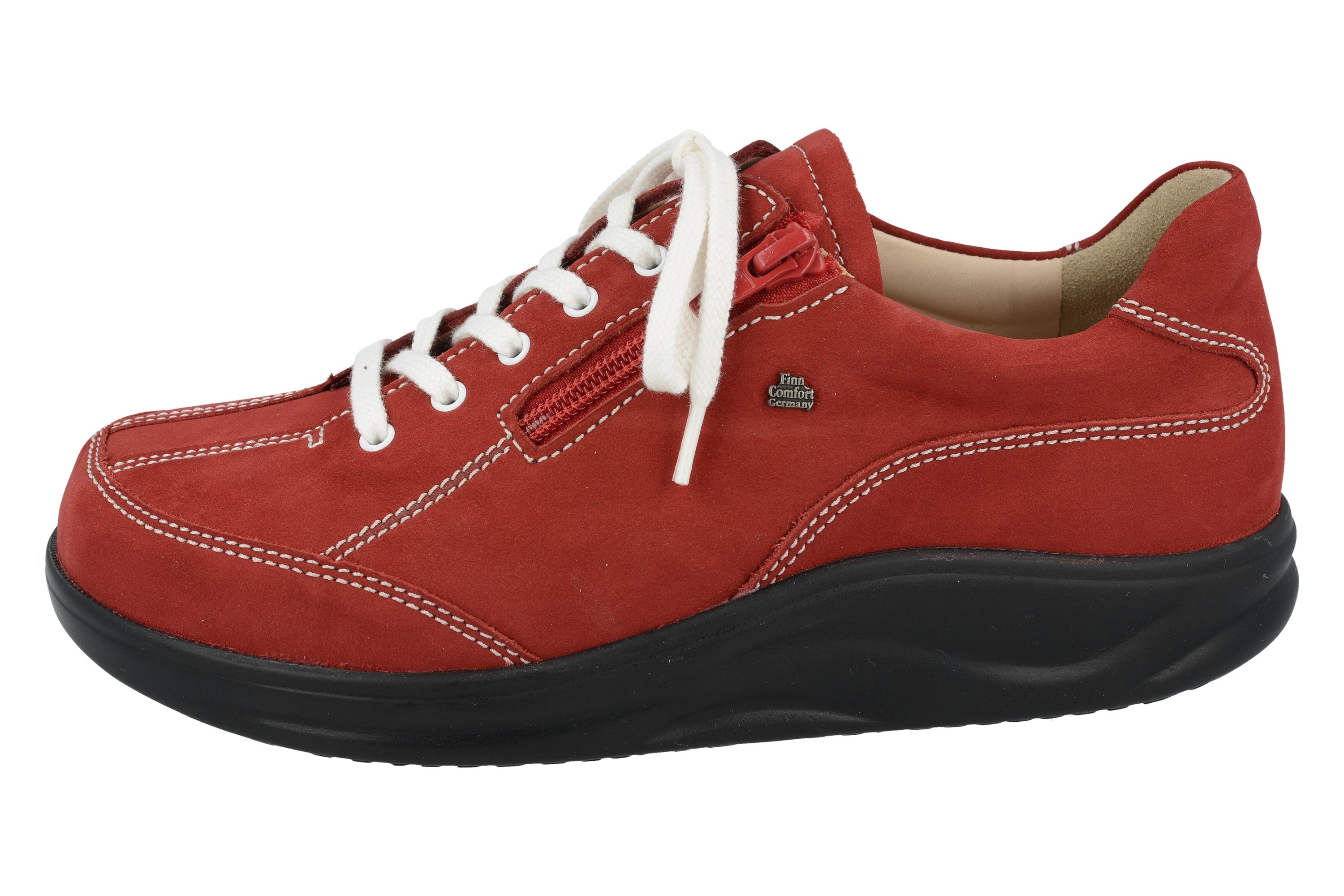 BASKETS FINN COMFORT OTARU À LACETS ET FERMETURE ÉCLAIR LATÉRALE EN NUBUCK CHILI