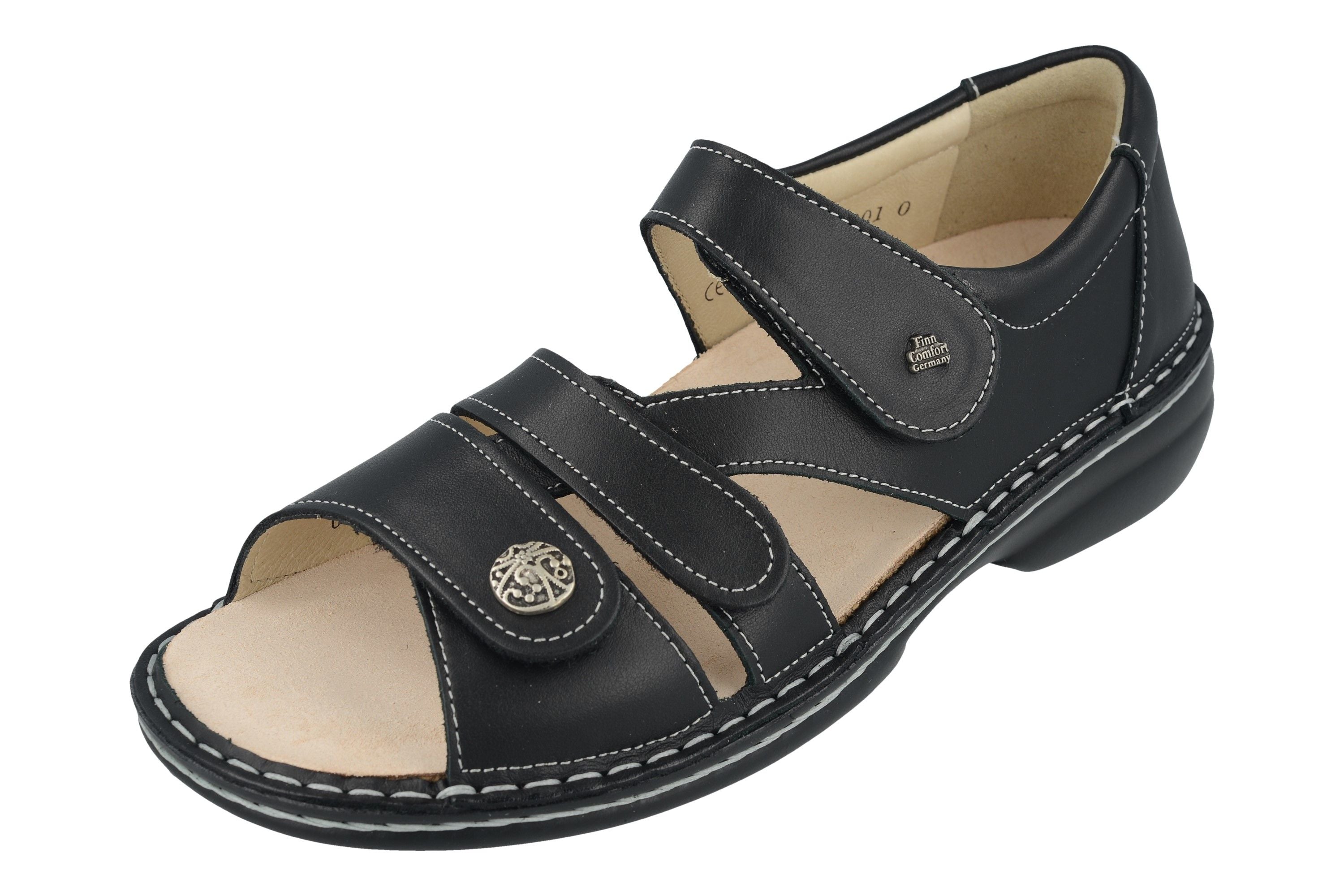SANDALE À TALON FERMÉ FINN COMFORT BIELLA EN NAPPA NOIR SOUPLE