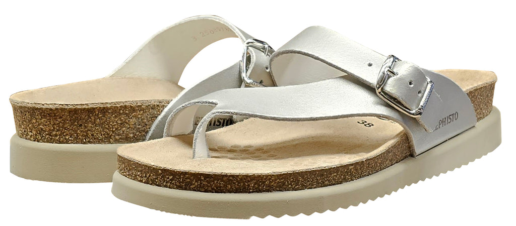 MEPHISTO HELEN SANDALE À TONG ARGENT PERLA