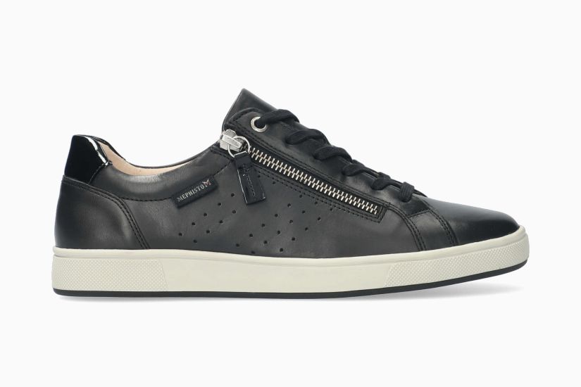 Baskets MEPHISTO NIKITA en cuir noir avec fermeture éclair latérale