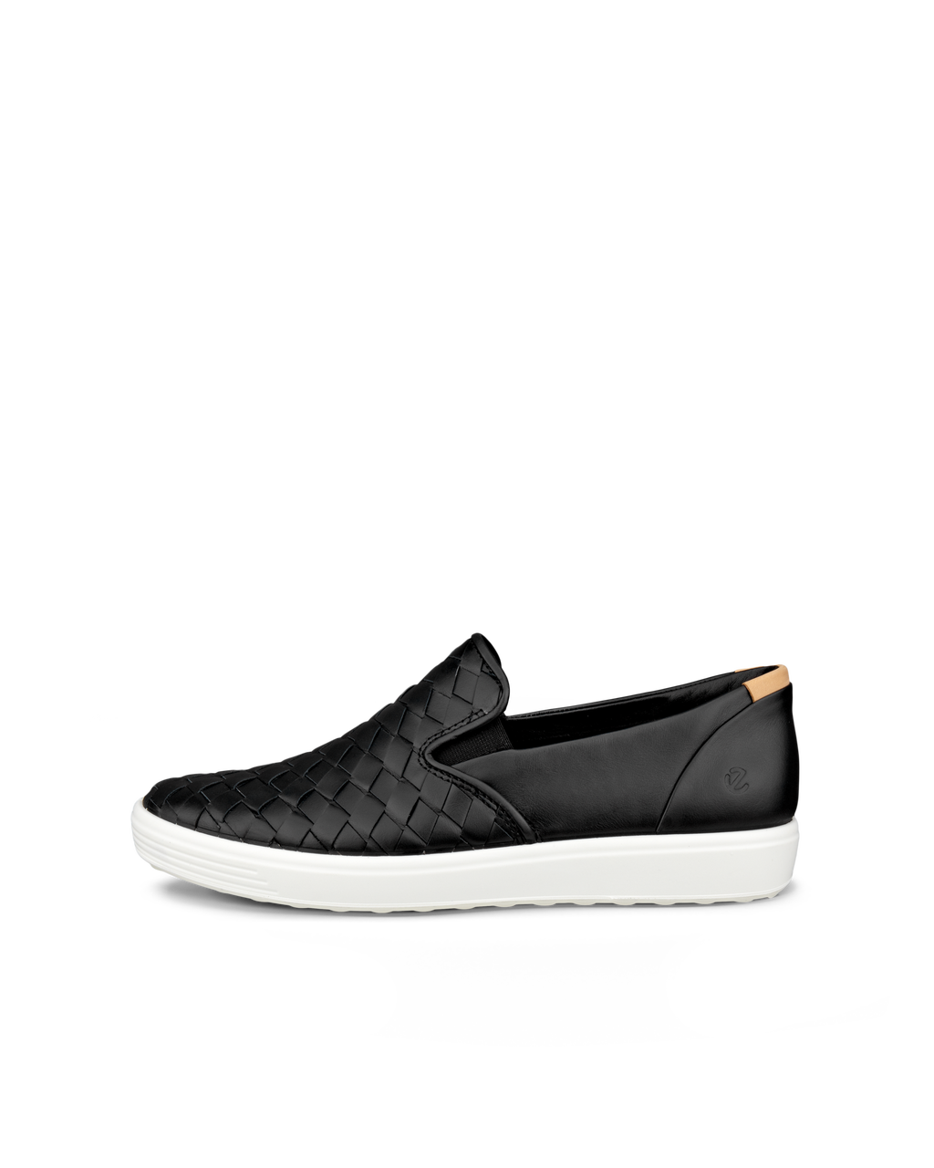 Baskets à enfiler ECCO SOFT 7 pour femme en cuir noir tressé