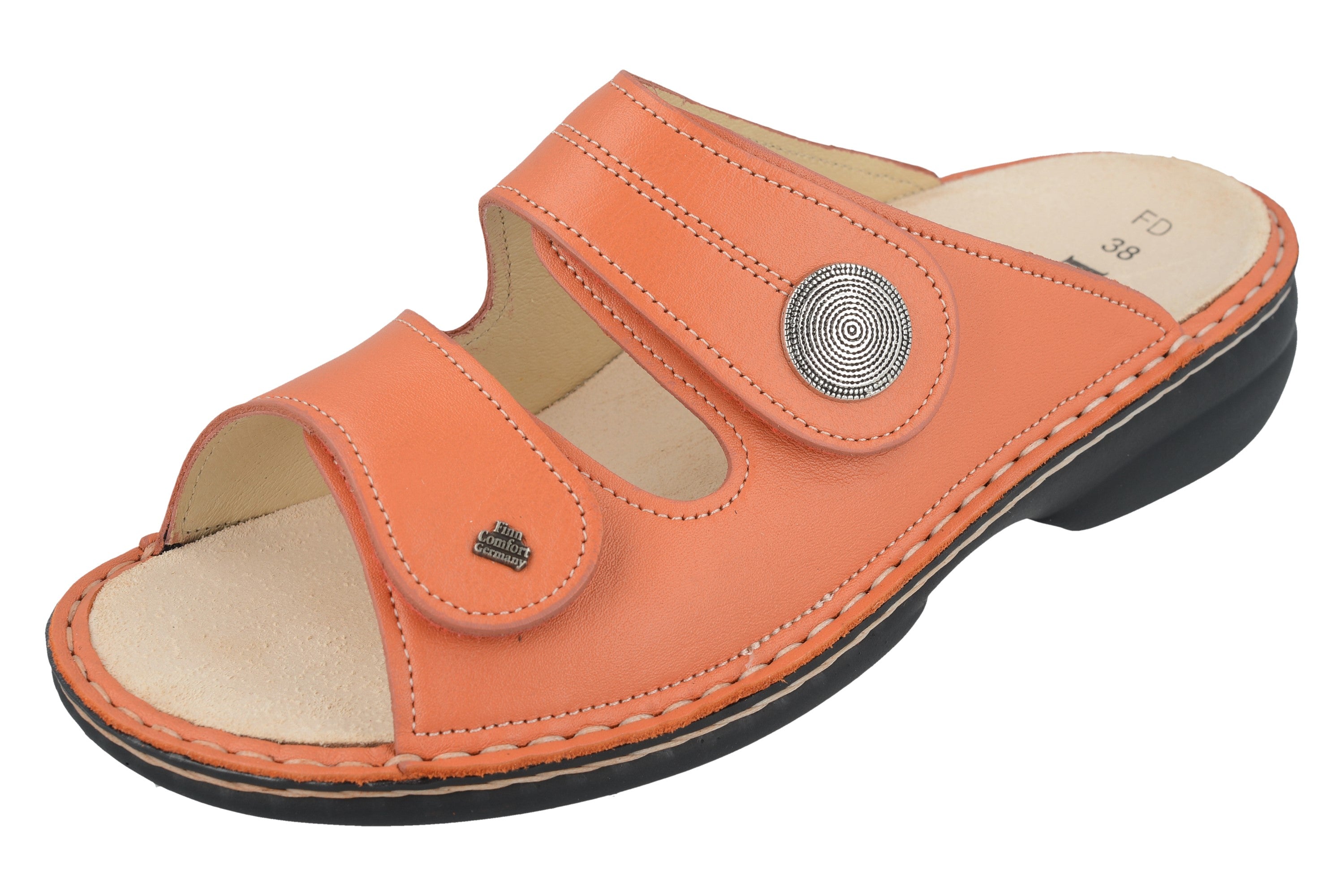 FINN COMFORT SANSIBAR SLIDE CUIR MANDARINE