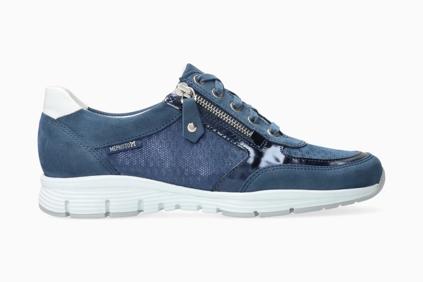 BASKETS MEPHISTO YLONA À LACETS EN CUIR DENIM