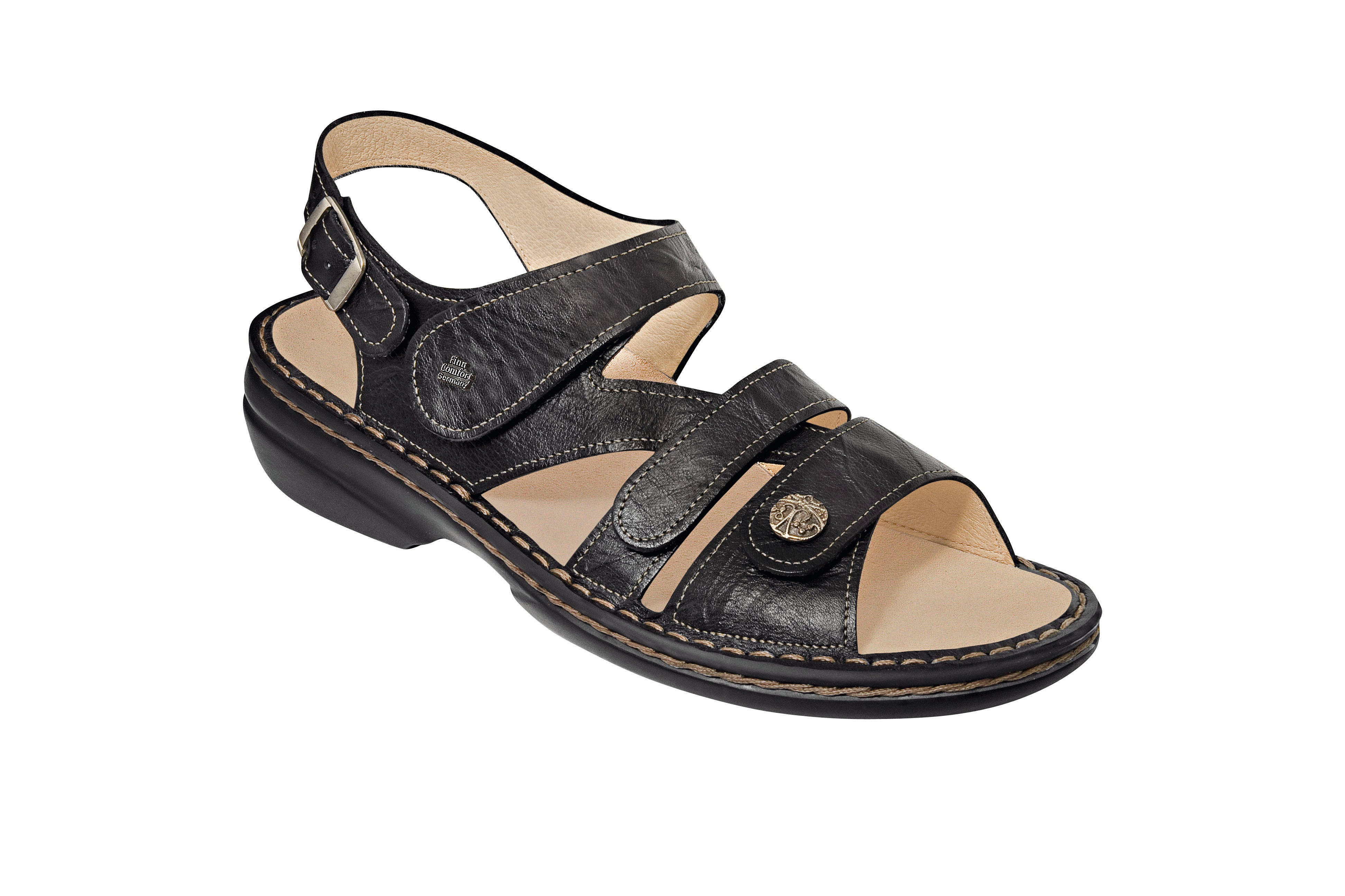 SANDALE FINN COMFORT GOMERA NOIR PLISSE