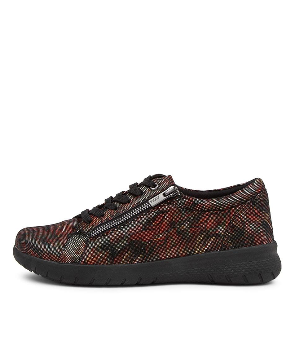 Baskets ZIERA SOLAR à lacets et fermeture éclair latérale en cuir multicolore rouge