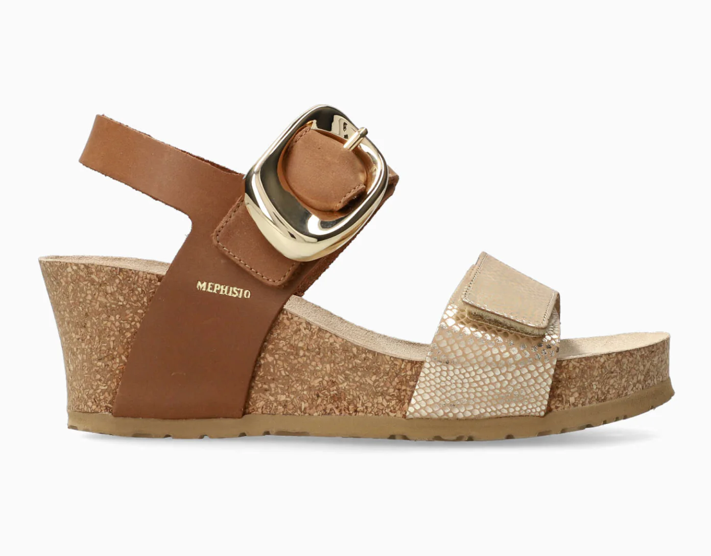 MEPHISTO LEANDRE WEDGE SANDAL LIGHT SAND COMBO