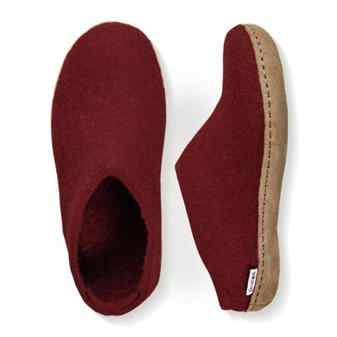CHAUSSONS GLERUPS SLIP SUR CUIR ROUGE