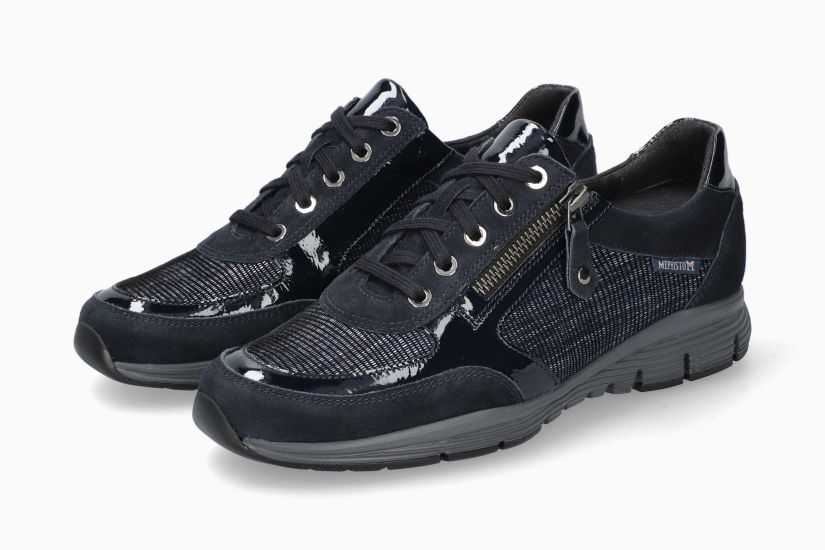 MEPHISTO YLONA SNEAKER LACE UP NAVY LEATHER