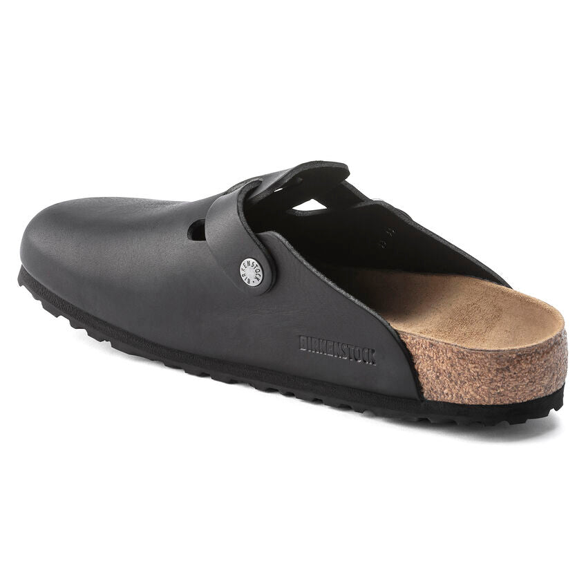 BIRKENSTOCK BOSTON GRIP VINTAGE WOOD BLACK LEATHER