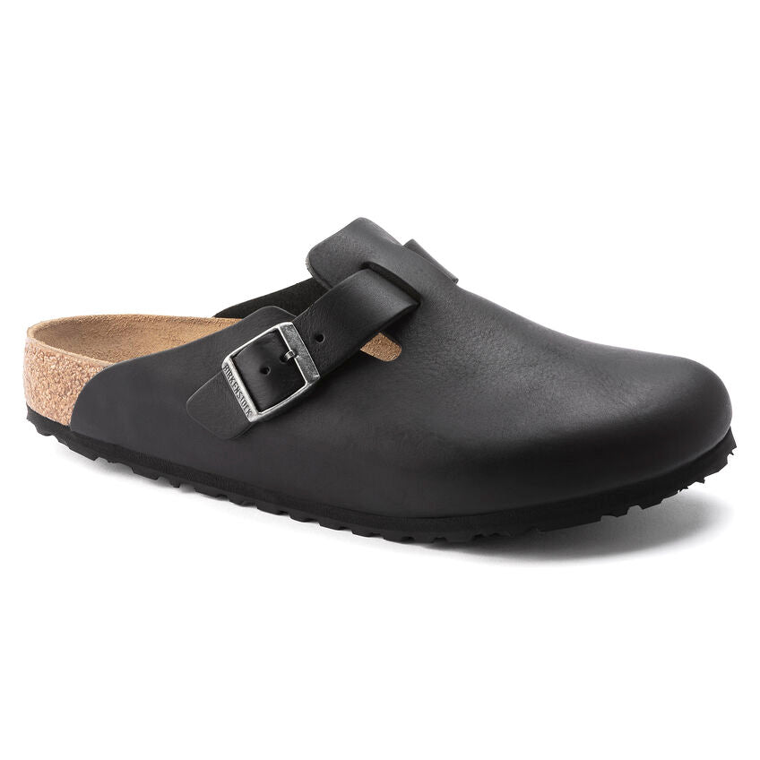 BIRKENSTOCK BOSTON GRIP VINTAGE WOOD BLACK LEATHER