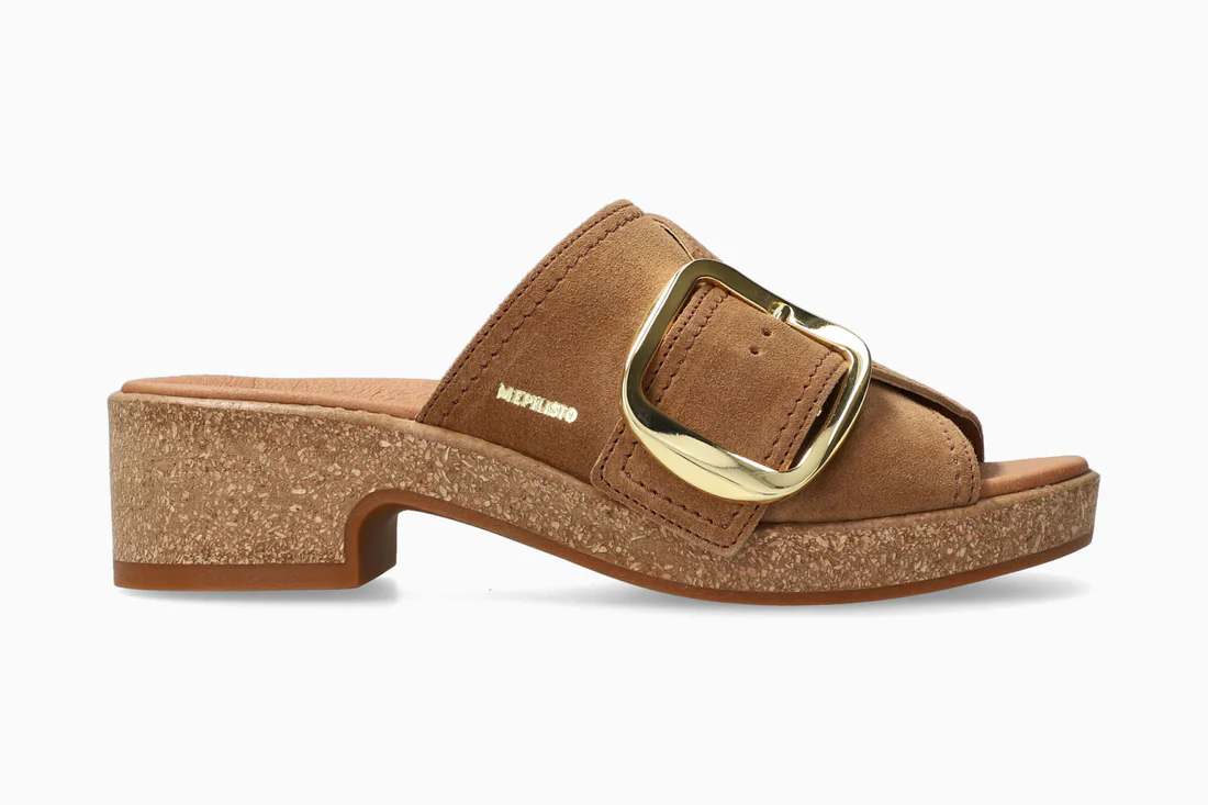 SANDALE À TALON MEPHISTO FOLINE EN DAIM TABAC