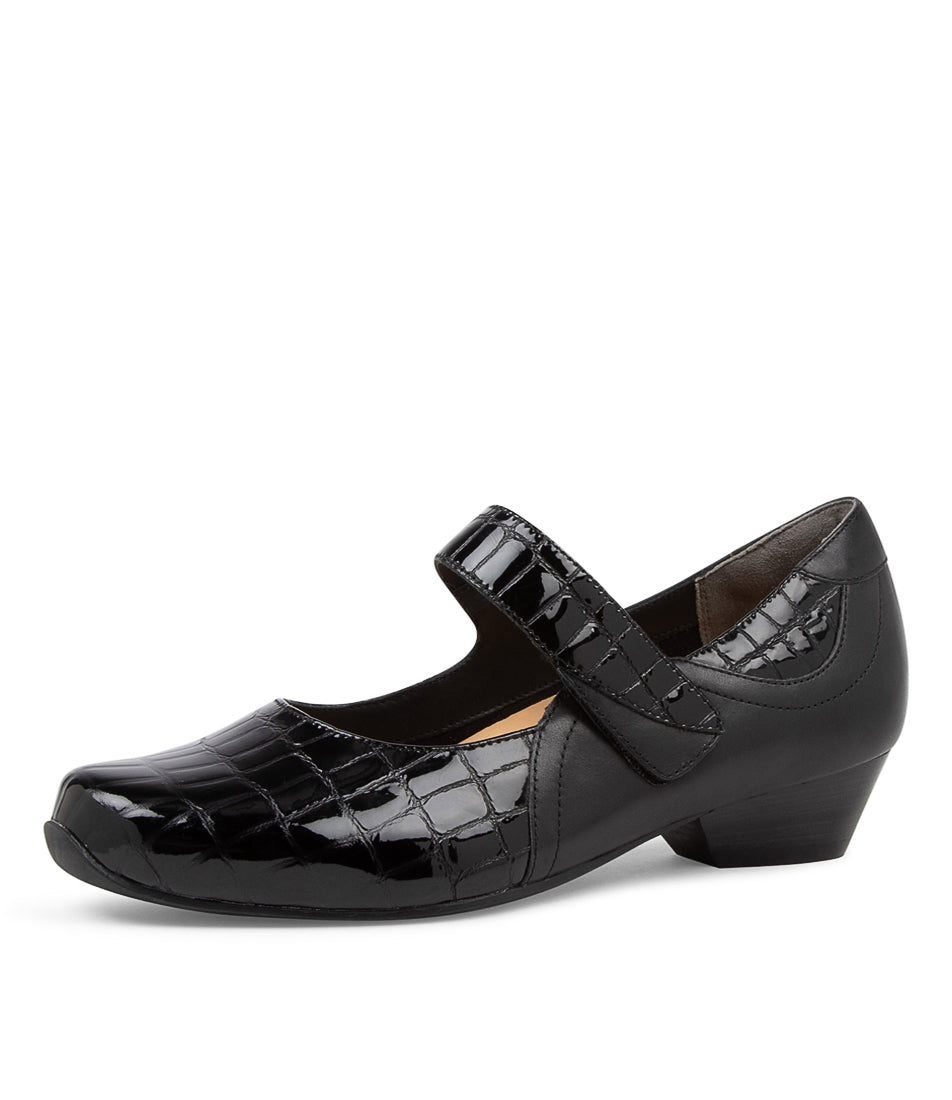 ZIERA CASSIDY NOIR/ NOIR VERNI CROCO