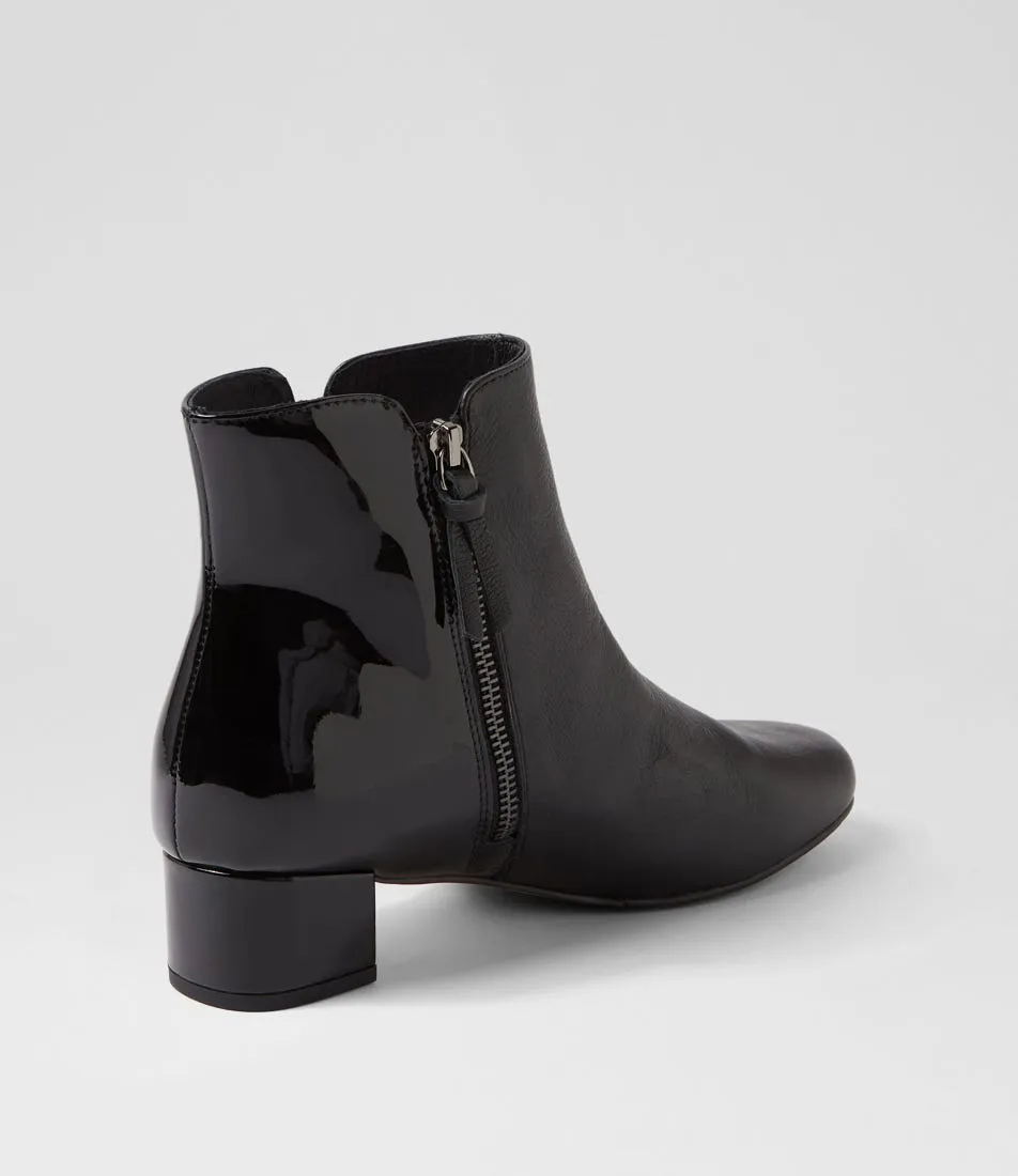 BOTTINES ZIERA KELMAR NOIR/CUIR VERNI NOIR W