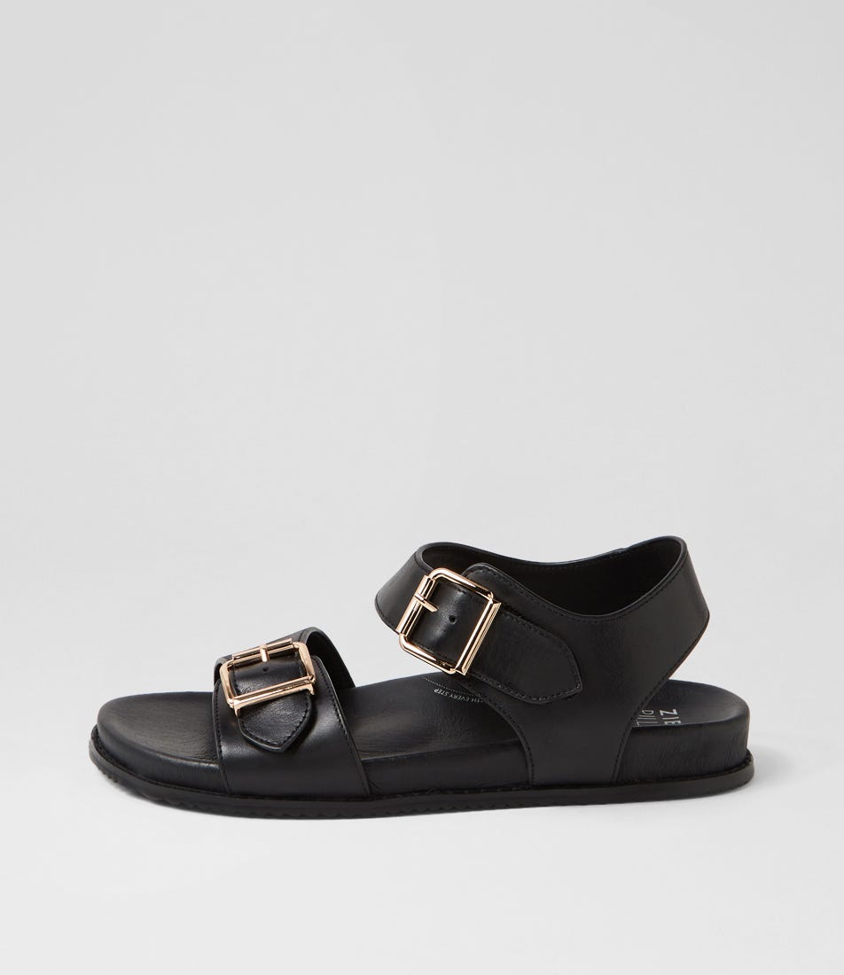 SANDALE ZIERA HASTICE EN CUIR NOIR