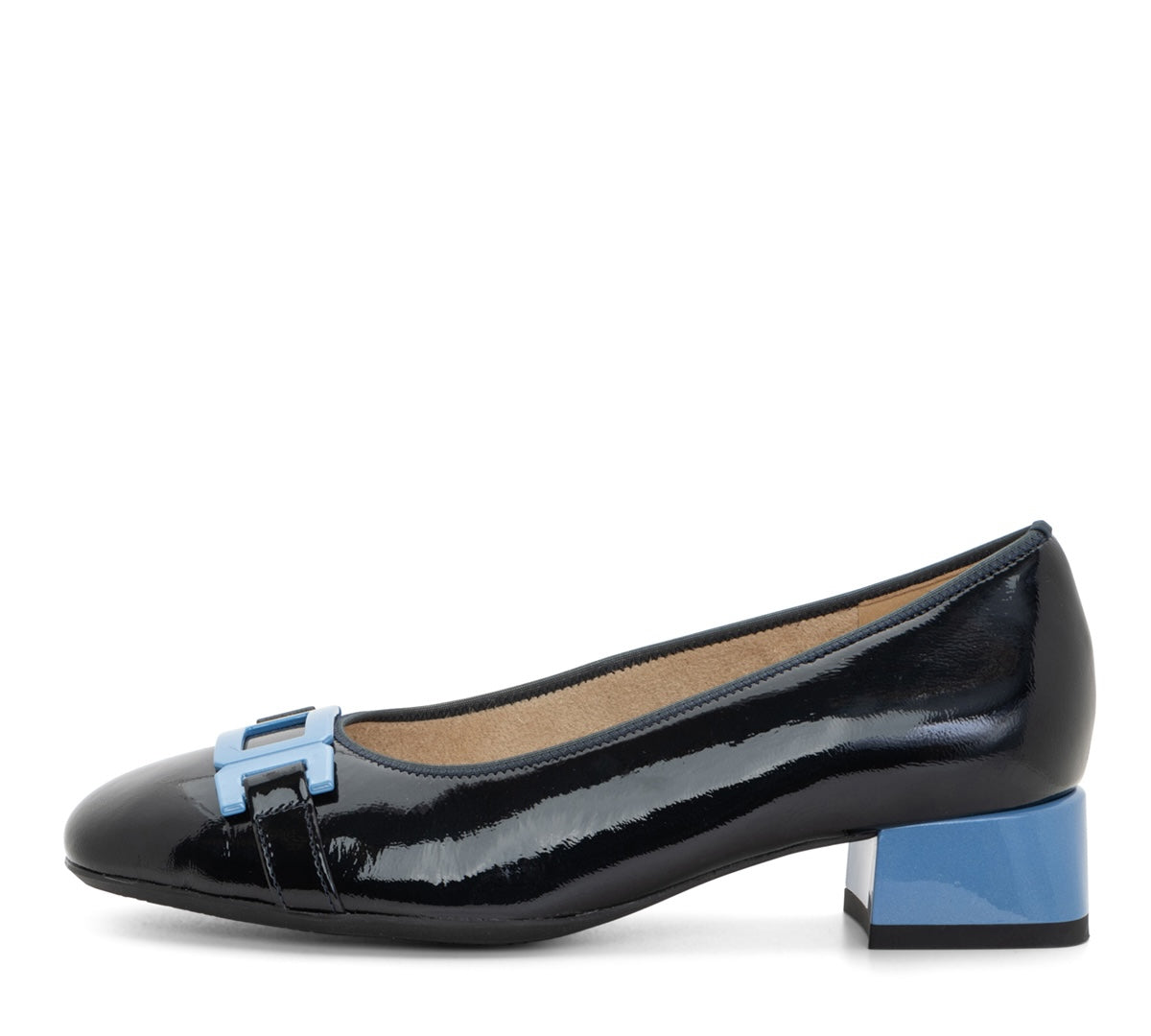CHAUSSURES ARA ESCARPINS GALLANT 2 CUIR MÉTALLISÉ VERNI BLEU MARINE