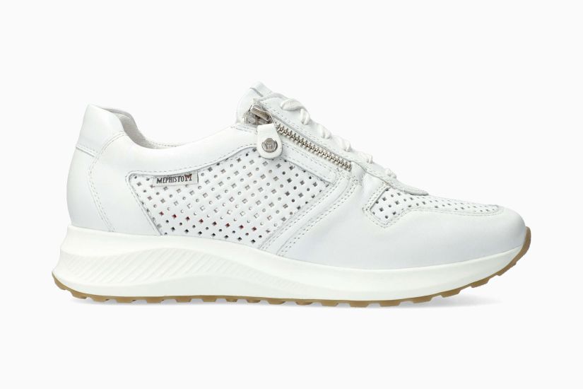 Baskets MEPHISTO KIM PERF avec fermeture éclair latérale en cuir blanc